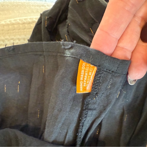 Oliphant Smocked Top Ruffle Midi- Midnight Black/Gold Tiered Dress, Size SMALL - Picture 16 of 17